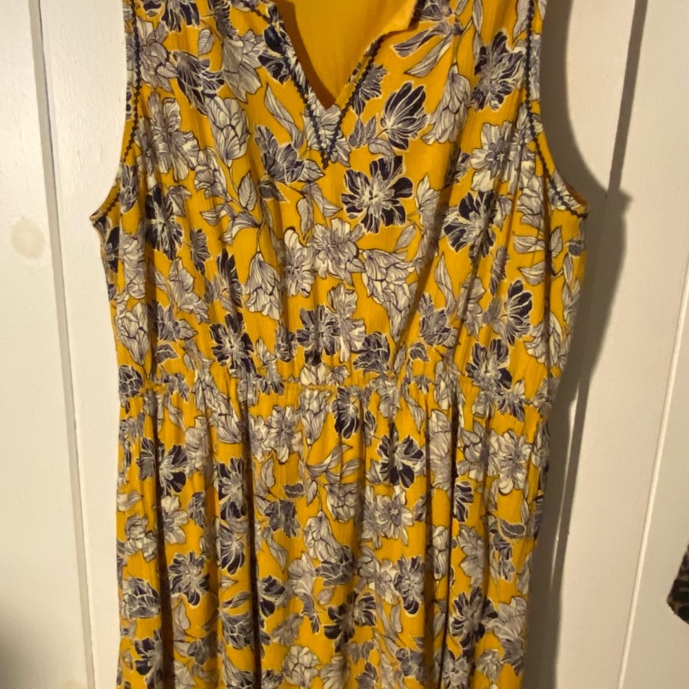 Market & Spruce Yellow and Black Floral Midi Dress